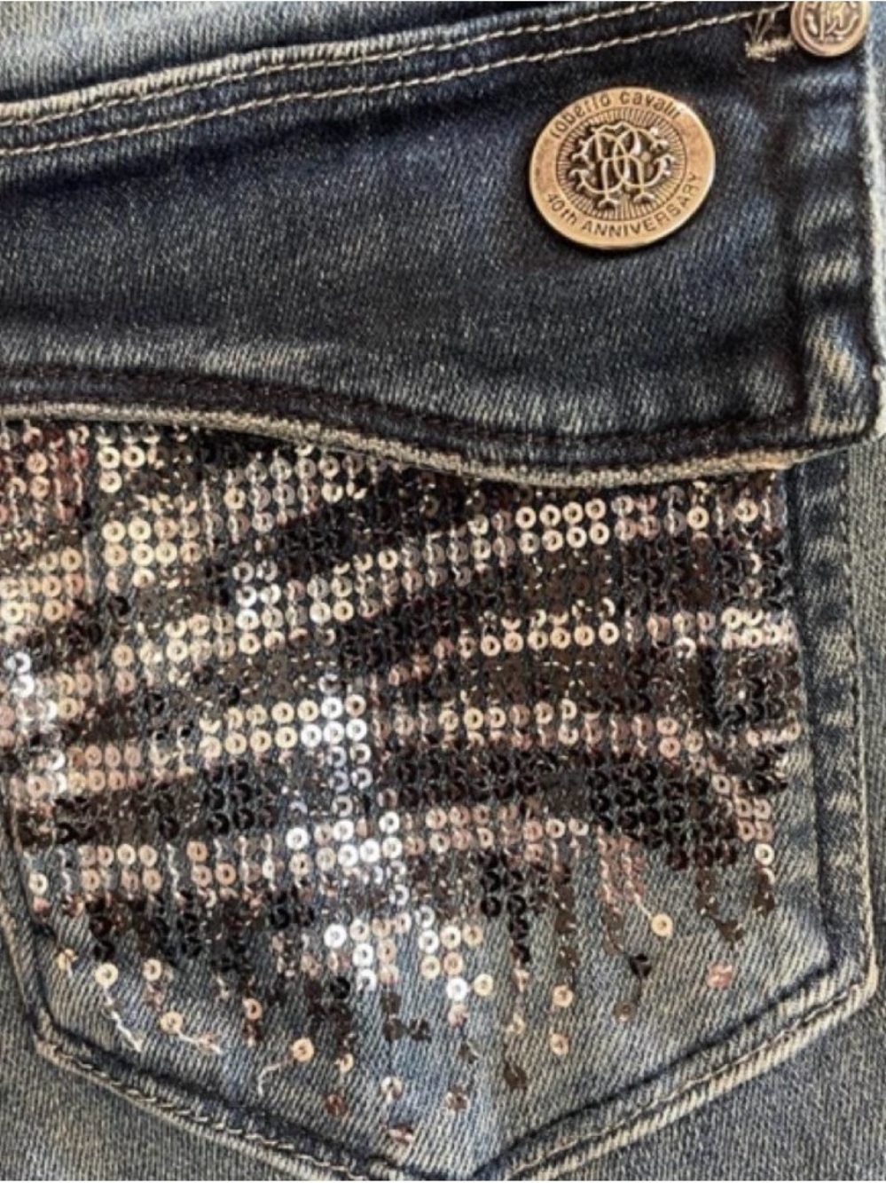Roberto Cavalli 10th Anniversary Women's Zebra Sequin-Embellished Jeans